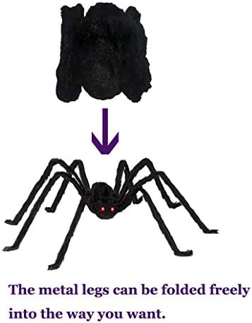 AİSENO Cadılar Bayramı Süslemeleri Korkunç Dev Örümcek Sanal Gerçekçi Tüylü Örümcek Açık Kapalı Parti Malzemeleri Dekor Siyah