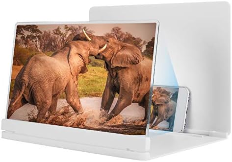 Gaeirt Telefon Ekran Büyüteci, Aile için Çok Fonksiyonlu Telefon Video Amplifikatörü Katlanabilir 12 inç (Beyaz)