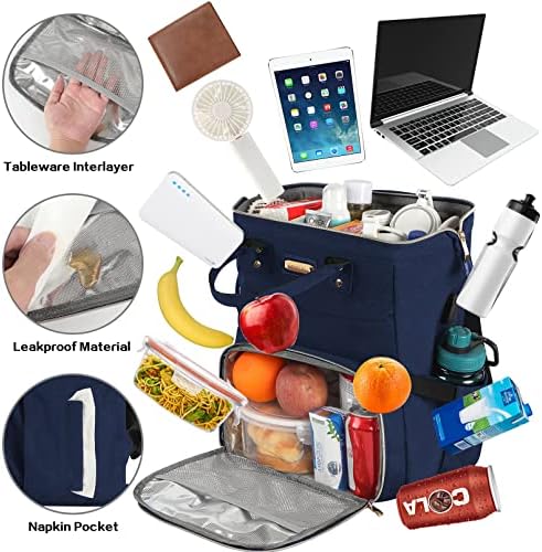 Öğle yemeği Çantası Sırt Çantası, yalıtımlı Soğutucu Sırt Çantası Öğle Yemeği Kutusu Laptop Sırt Çantası için USB Portu ile