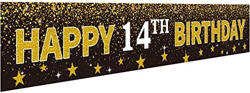 Ushınemı Mutlu 14th Doğum Günü Afiş Parti Süslemeleri, 14 Yaşında Doğum Günü Zemin, Tezahürat için On Dört Yıl Yıldönümü Büyük
