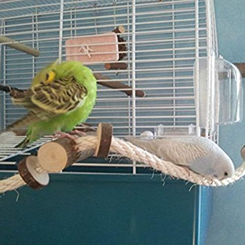 dxS8hhuo Pet Kuş Papağan Ahşap Halat Tırmanma Asılı Kafes Merdiven Standı Levrek Çiğnemek Oyuncak