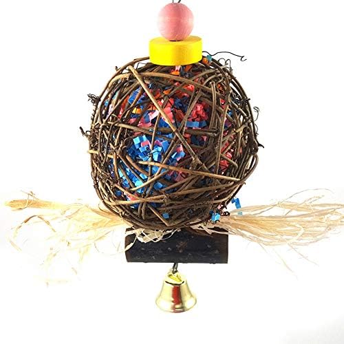 guohanfsh Sevimli Küçük Papağan çiğneme oyuncak Rattan Topu ile Kağıt Şeritler için Budgie Parakeet Kuş