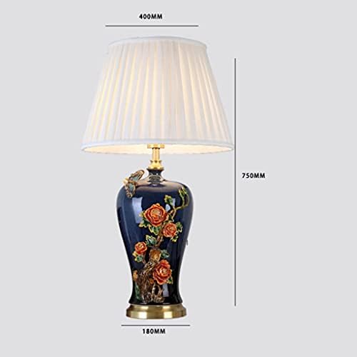 SMLJLQ Masa lambası Oturma Odası Masa Lambası Seramik Emaye Renk Yatak Odası Başucu Çalışma Lambası Avrupa Tarzı Retro Çin