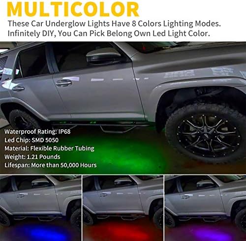 Araba Underglow RGB LED ışıkları + 12 inç led ışık çubuğu