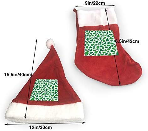 JİUCHUAN Noel Çorap ve Şapka Seti, sevimli Noel Ağaçları Noel Çorap ve Santa Şapka Klasik Kırmızı ve Beyaz Noel Yeni Yıl Şenlikli