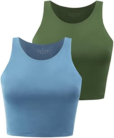 Yeawinta Egzersiz Kırpma Üstleri Kadınlar ıçin Kırpılmış Racerback Halter Boyun Gömlek Kolsuz Yoga Üstleri 1-2 Paket