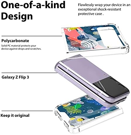 ZİYE Kılıf ile Uyumlu Samsung Galaxy Z Flip 3 için Kadın Z Flip 3 Kılıf ile Gezegen Desen Anti-Scratch Sert PC + Yumuşak TPU