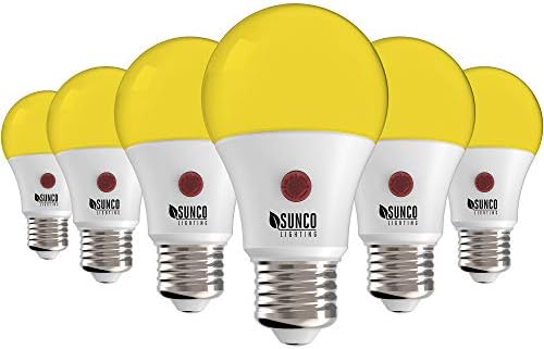 Sunco Aydınlatma LED Bug Ampuller Açık A19 Sarı Şafak Alacakaranlıkta Bug kovucu ışık Sundurma için, 9 W, otomatik On / Off,