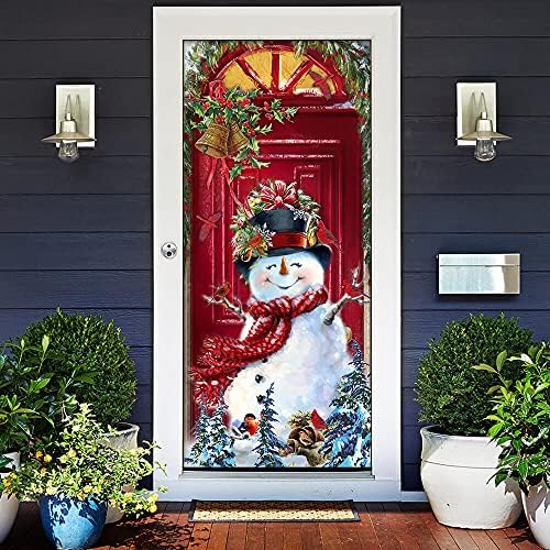 FLAGWIX Kapı Kapakları Baskılı-Kardan Adam Noel Kapı Kapak, 30 x 80 Açık Doğuş Sahneleri İşareti için Ön Kapı Taslak, sundurma