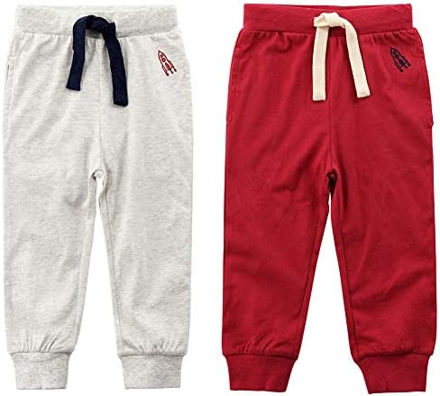 Toddler Bebek Erkek Kız Sweeatpants Pamuk Saf Renk Roket Aktif koşucu pantolonu ile İpli 1-6 T