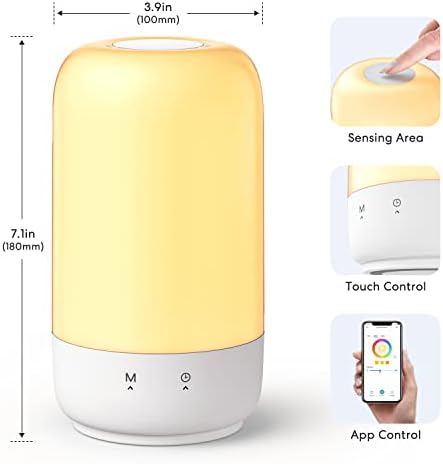 Meross Akıllı Masa yatak odası için lamba, akıllı Lamba Homekit ile Çalışır, Alexa ve Google Yardımcısı, WiFi LED Komidin Lamba