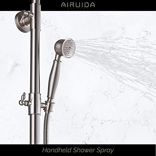 Airuida Fırçalanmış Nikel duş armatürü 8 İnç yağmur biçimli duş Kafa Maruz Boru Duş Airuida Tek Delik banyo lavabo musluğu
