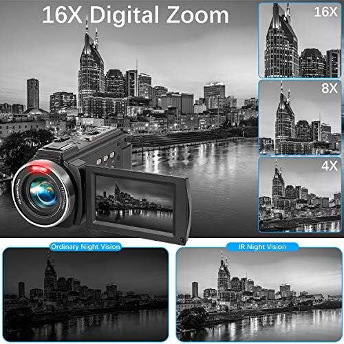 HAOHUNT Kamera Video Vlogging HD Kamera 36MP 1080P Dijital Kaydedici, Şarj Edilebilir Harici Mikrofonlu 3 İnç Dokunmatik Ekranlı