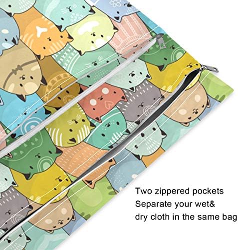 KEEPREAL kediler desen ıslak kuru çanta için bez bebek bezi ve Mayo, seyahat ve Plaj-Su dayanıklı ıslak çanta-Mükemmel için