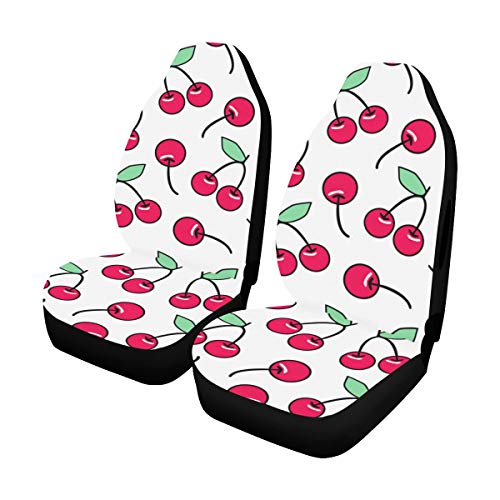 Araba Koltuğu Kapakları 2 Paket Kiraz Berry Kırmızı Meyve Sevimli Karikatür Araba Koltuğu Koruyucusu Çocuklar için 2 Adet Evrensel