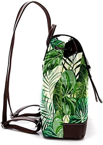 Rahat PU Deri Sırt Çantası Erkekler Kadınlar için omuzdan askili çanta Öğrenciler Sırt Çantası seyahat çantası Yeşil Tropikal