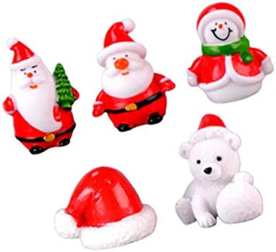TOYANDONA 5 adet Mini Noel Figürler Santa Kardan Adam Minyatürleri Reçine Oyuncak Koleksiyonu Playset Dekoratif Kek Toppers