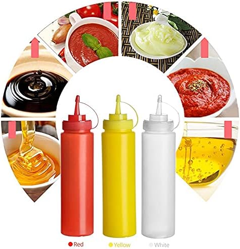 Ketçap Salata Sosu Hardal Sıcak Soslar Zeytinyağı Sirke (200ml-Tek delikli, kırmızı) için Kapak Kapaklarında Bükümlü Plastik