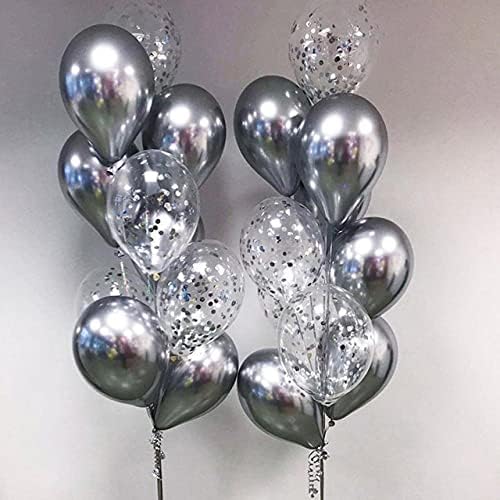 OMILA 15 adet Metal Krom Altın Gümüş Balonlar Konfeti Seti Gül Altın Parti Doğum Günü Düğün Süslemeleri Yeni Yıl Dekor Helyum