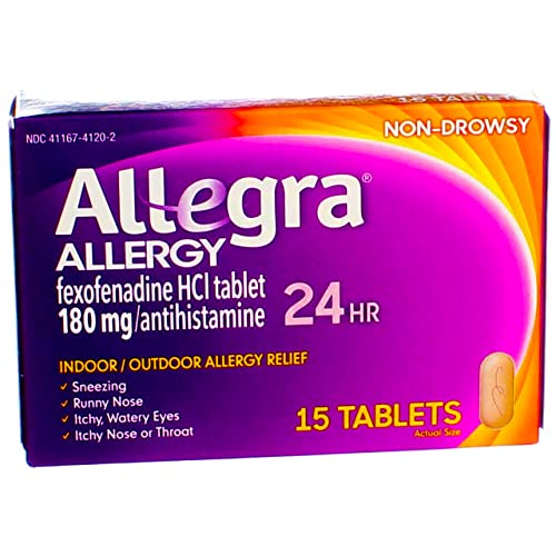 Allegra, Alerji, 24 Saat, İç Ve Dış Mekan, Orijinal Reçete Gücü, 180 Mg, Tabletler 15 Sayım