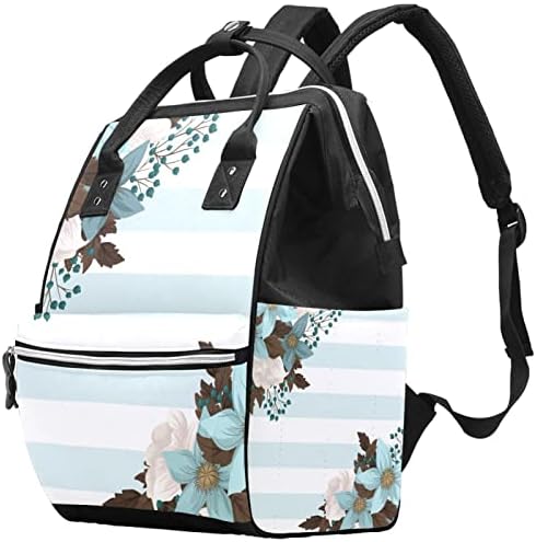 Nane Yeşil Çiçek Şerit Bebek Bezi Çantaları Mumya bez çantalar Çok Fonksiyonlu seyahat için sırt çantası, şık Koleji Okul Sırt
