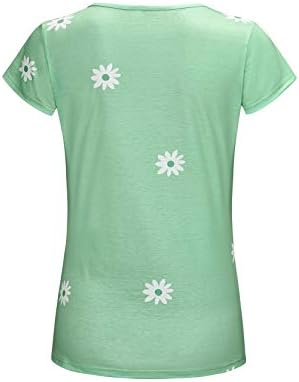 Andongnywell kadın Baskılı Casual Tops Kısa Kollu V Yaka Gömlek Gevşek Bluz Temel Tee T-Shirt Bluzlar