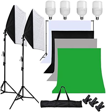 WODEJIA fotoğraf stüdyosu Softbox beyaz siyah yeşil ekran zemin ışık standı şemsiye aydınlatma kiti flaş difüzör (Renk: Softbox