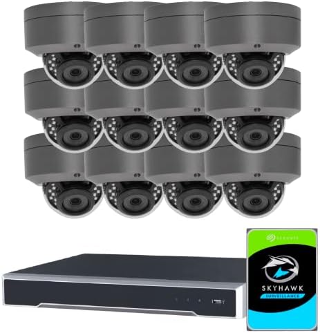 【Audio】 Hikvision Jenerik 16-Kanal 4 K Kablolu IP Güvenlik Kamera Sistemi 4 TB HDD, 16CH 8MP PoE NVR, (12) Açık Dome 4 K PoE
