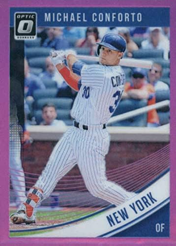 2018 Donruss Optik Pembe 111 Michael Conforto New York Mets Resmi MLB PA Beyzbol Ticaret Kartı Ham (NM veya Daha İyi) Panini