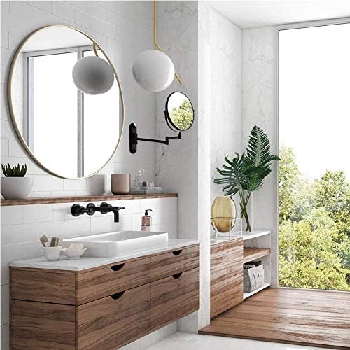 Nhlzj Temiz ve Parlak Yuvarlak Makyaj Aynası 8 inç Banyo Aynası Geri Çekilebilir 360 Rotasyon, makyaj Uygulamak için İdeal