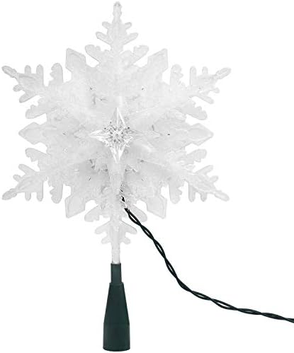 Juegoal kar tanesi noel ağacı Topper ile 20 akkor sıcak beyaz Mini ışıkları, ışıklı Treetop noel ağacı dekorasyon