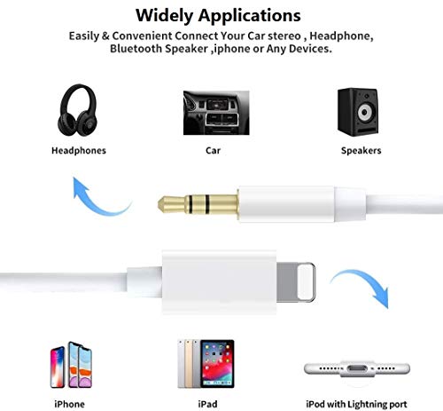 Aux Kablosu için iPhone, Apple MFi Sertifikalı esbeecables Yıldırım 3.5 mm Aux Kablosu için Araba ile Uyumlu iPhone 13 12 11