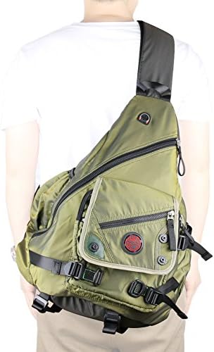Kaweı Şövalye Büyük tek kollu çanta Laptop Sırt Çantası Çapraz Vücut askılı çanta Omuz Seyahat Sırt çantası Yeşil