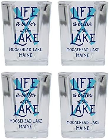 Moosehead Lake Maine Hatıra 2 Ons Kare Taban Likör Shot Cam Kürek Tasarımı