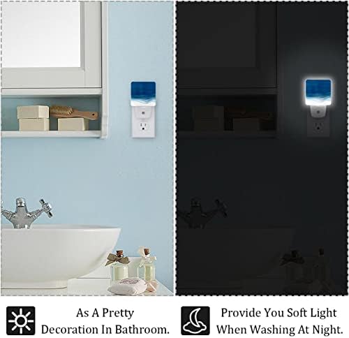 Suluboya mavi dalgalar gece ışıkları kapalı, duvar dekoratif gece lambaları yatak odası kreş bebek odası Plug-in LED