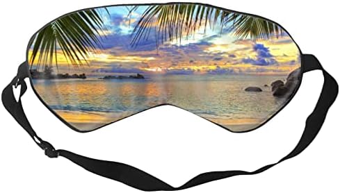 Tropikal Plaj Kıyı Günbatımı Rahat Körü Körüne Göz Maskesi Ayarlanabilir, uyku Maskesi için Kadın Erkek, Yatıştırır Kuru Gözler