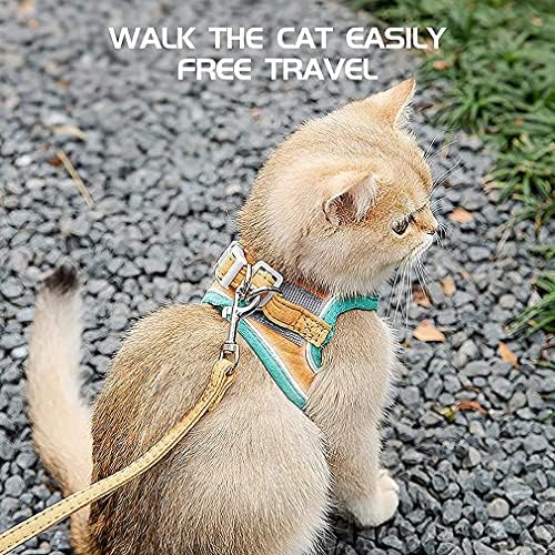 Kedi Koşum ve Tasma Seti, Aydınlık Anti-Kaçış Kedi Yelek Emniyet Kemeri Kemer, Ayarlanabilir Yansıtıcı Kedi Göğüs Askıları