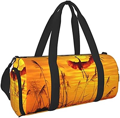 Güzel günbatımı pembe Flamingo dayanıklı spor çantası spor çantası Weekender seyahat çantası spor salonu plaj için