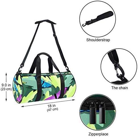 Spor çantaları seyahat için Spor spor çantası Kelebek Yeşil Weekender Çanta Tote Sırt Çantası Kadın ve Erkek için