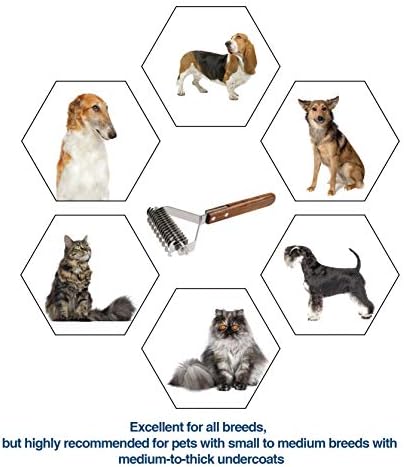 Köpekler ve Kediler için Premium 2 Taraflı Pet Dematting Astar Tırmık Tarağı, Profesyonel Bakım Aracı-Gevşek Astarı, Paspasları,