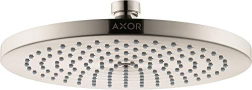 AXOR AXOR Starck 10-inç Duş Başlığı Yükseltme Modern 1-Sprey Yağmur Yuvarlak QuickClean ile Fırçalanmış Nikel, 26070821