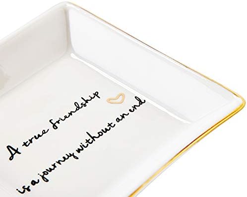 HOME SMİLE Friends Gifts for Her Ring Biblo Çanak-Gerçek Bir Dostluk sonu Olmayan bir Yolculuktur-Arkadaşlar için Doğum Günü
