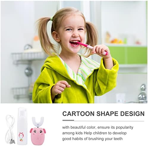 Kısangel Çocuk Elektrikli Diş Fırçası ile U - Şekilli Fırça Kafası Kablosuz Şarj Otomatik Diş Fırçası U-Tipi Çocuk Diş Fırçası