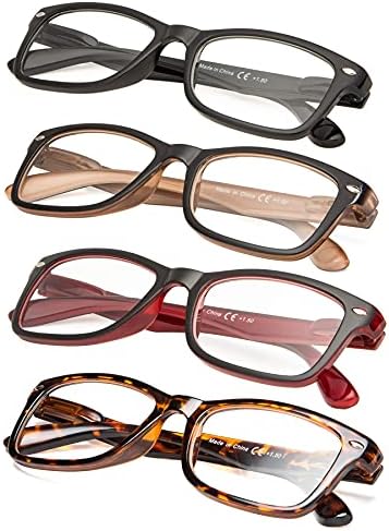 4-Pack Klasik Bahar-Menteşeler Okuma Gözlükleri Kadın Erkek + 0.50