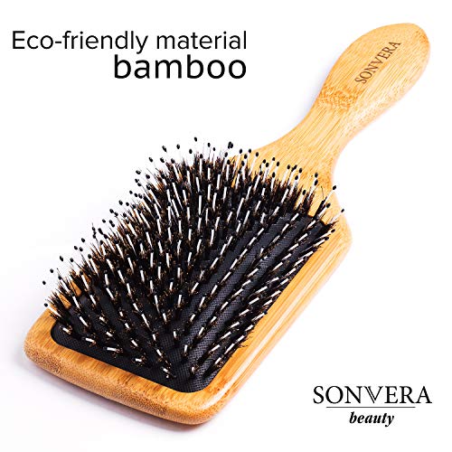 Domuzu Kıl Saç Fırçası Seti İle Geniş Diş Kuyruk Tarak Erkekler Dolaşık Açıcı Saç Fırçaları için Kadın Erkek Kürek Fırça Bambu