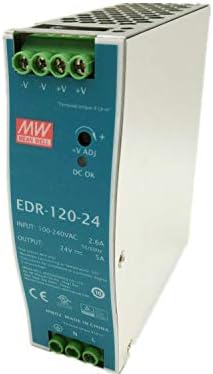 Ortalama Kuyu Orijinal EDR-120-24 Tek Çıkış Sanayi DIN Ray Güç Kaynağı 24 V 5A 120 W