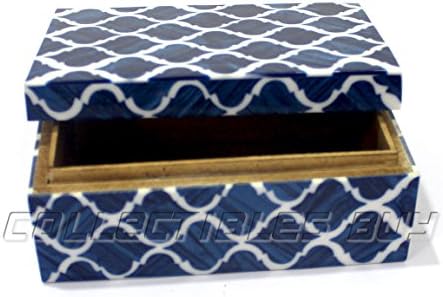Tüm Tasarımcı El Yapımı Ahşap Kutular Ev Dekor saklama kutusu, 4 X 6 inç , Mavi