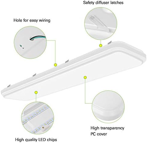 Hykolity 4FT LED Gömme Montajlı Puf Tavan Lambası, 60W [4 lambalı 32W Floresan Equiv] 6600lm, 4000K Nötr Beyaz, Yardımcı Oda,