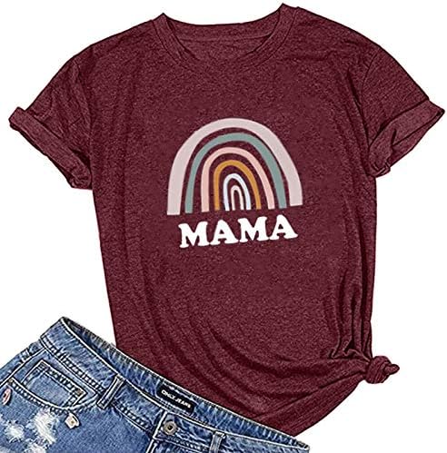 Dosoop Mama Gömlek Kadınlar ıçin Komik Grafik Tees Gömlek Anneler Günü Mektuplar Baskı Gevşek Yuvarlak Boyun T Gömlek Bluz