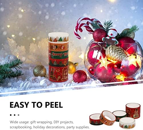 EXCEART 5 Rolls Noel Washi Bant Seti Bronzlaşmaya Japon Kağıt Washi maskeleme Bandı Dekoratif Scrapbooking Sticker Yapıştırıcı